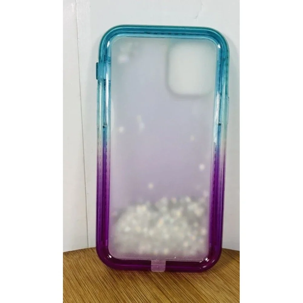 iPhone 11 Purple& Cyan with Purple glitter case brand new